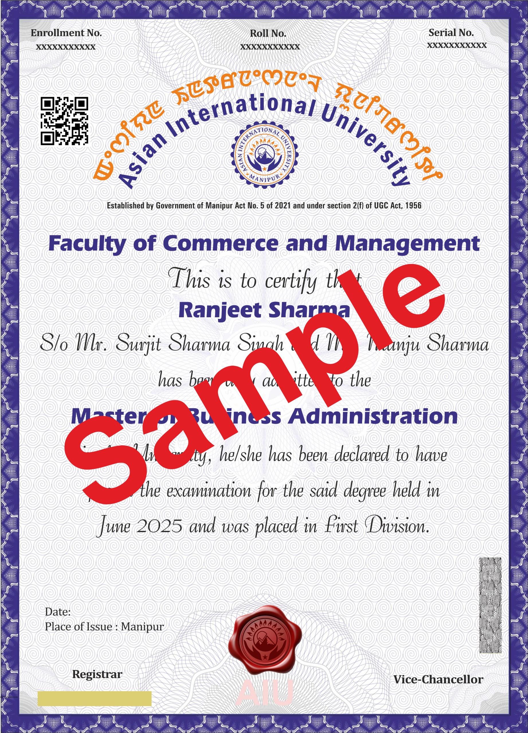 Certificate Sample